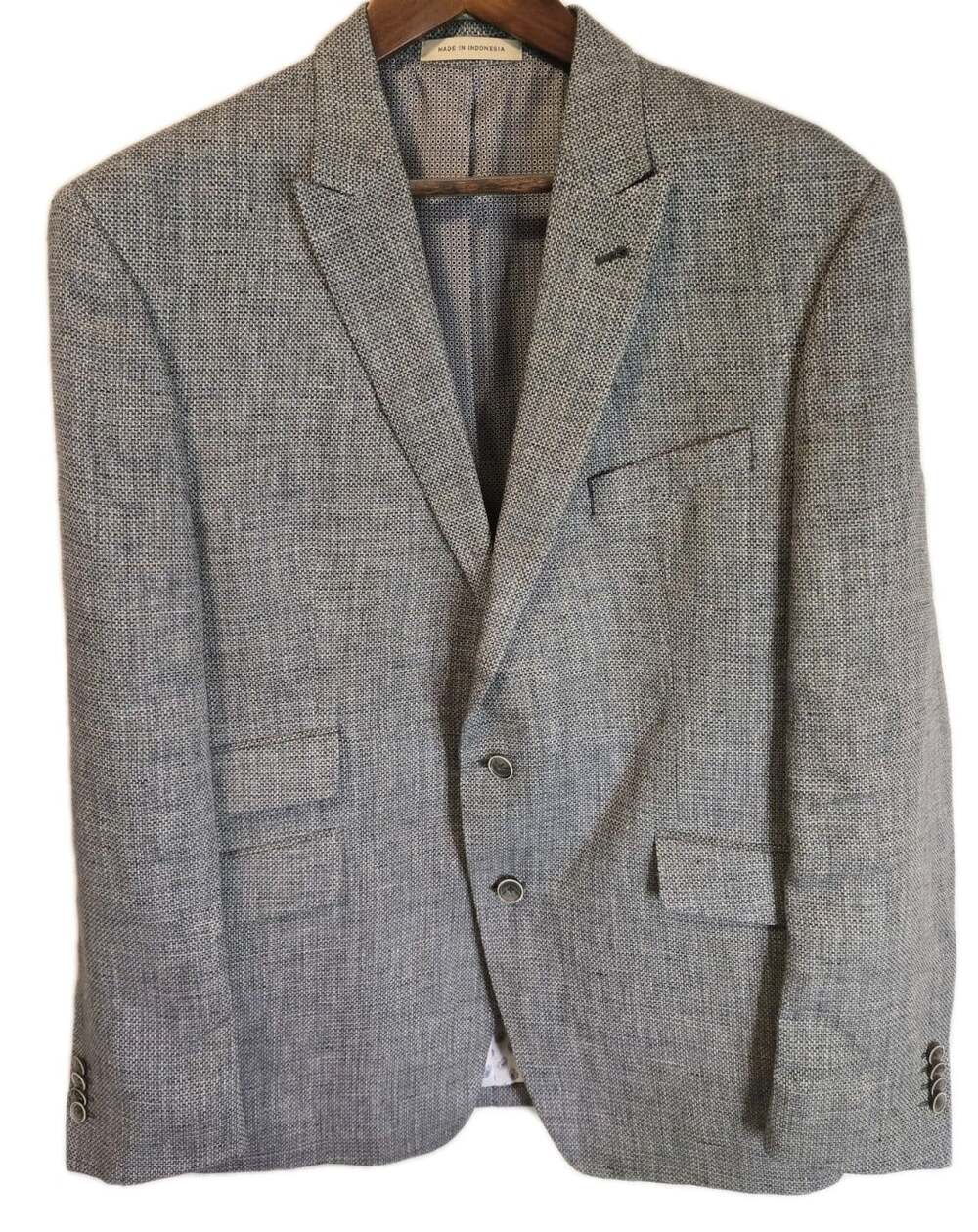Joseph Abboud Sport Coat Men 46R Slim Fit Gray 100% Linen Blazer Jacket